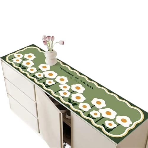 GIYXHU Nachttischabdeckung PU-Kabinettmatte for die Küche, ölbeständige Tischsets, Schrankabdeckung, Nachttischmatte, Heimtischdekoration(Green,40x120cm) von GIYXHU