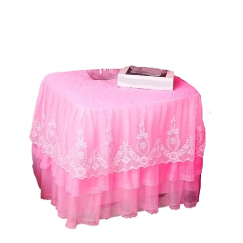 GIYXHU Nachttischabdeckung Spitzen-Nachttisch-Tischdecke, Schlafzimmer-Nachttischrock, Baumwollpolsterung, Tischdecke for Schlafzimmer(Pink B,45x50cm) von GIYXHU