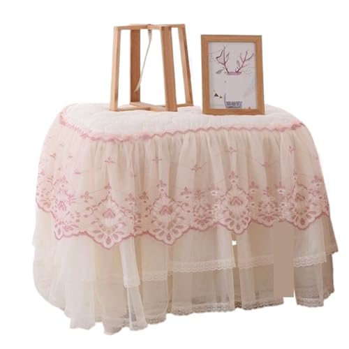 GIYXHU Nachttischabdeckung Spitzen-Nachttisch-Tischdecke, Schlafzimmer-Nachttischrock, Baumwollpolsterung, Tischdecke for Schlafzimmer(Pink White,45x45cm) von GIYXHU