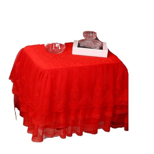 GIYXHU Nachttischabdeckung Spitzen-Nachttisch-Tischdecke, Schlafzimmer-Nachttischrock, Baumwollpolsterung, Tischdecke for Schlafzimmer(Red A,45x50cm) von GIYXHU