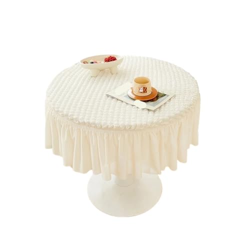 GIYXHU Runde Tischdecke 80 cm runde Tischdecke mit 27 cm Tischrock, romantische Tischdecke for Zuhause, Wohnzimmer, Esstisch, Dekoration(Beige) von GIYXHU
