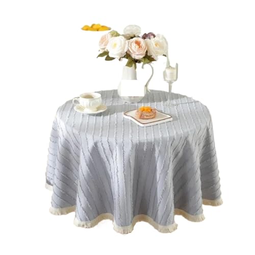 GIYXHU Runde Tischdecke Dreidimensionale Blumenschnitt-Quasten, runde Tischdecke, Tischdecken, Heim- und Hochzeitsdekoration, runder Tisch(Blue,Diameter 100cm) von GIYXHU