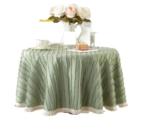 GIYXHU Runde Tischdecke Dreidimensionale Blumenschnitt-Quasten, runde Tischdecke, Tischdecken, Heim- und Hochzeitsdekoration, runder Tisch(Green,Diameter 100cm) von GIYXHU