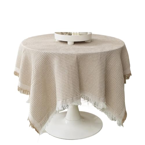 GIYXHU Runde Tischdecke Herbst Tisch Baumwolle Tischdecke Quadratische Kleine Fransen Tischdecke Kaffee Tischdecken Ende Tischdecken for Tisch Dekoration(Khaki,86x86cm) von GIYXHU