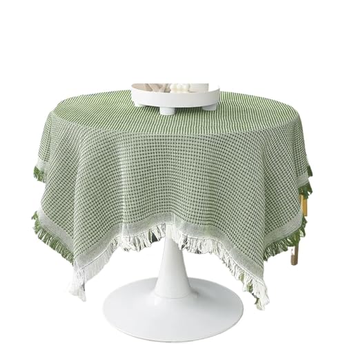 GIYXHU Runde Tischdecke Herbst Tisch Baumwolle Tischdecke Quadratische Kleine Fransen Tischdecke Kaffee Tischdecken Ende Tischdecken for Tisch Dekoration(Light Green,86x86cm) von GIYXHU