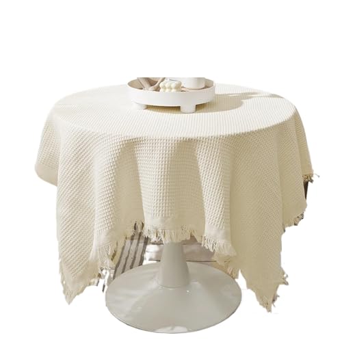 GIYXHU Runde Tischdecke Herbst Tisch Baumwolle Tischdecke Quadratische Kleine Fransen Tischdecke Kaffee Tischdecken Ende Tischdecken for Tisch Dekoration(Light Yellow,86x86cm) von GIYXHU