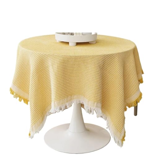 GIYXHU Runde Tischdecke Herbst Tisch Baumwolle Tischdecke Quadratische Kleine Fransen Tischdecke Kaffee Tischdecken Ende Tischdecken for Tisch Dekoration(Yellow,86x86cm) von GIYXHU