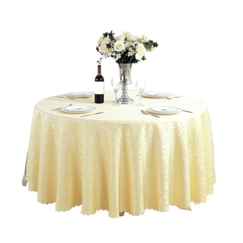 GIYXHU Runde Tischdecke Polyester-Jacquard-Tischdecke, Hotel-Hochzeitsbankett-Party-Dekoration, runde Tischdecken, Tischauflagen, Bedruckte Heimdekoration(Beige,320cm) von GIYXHU