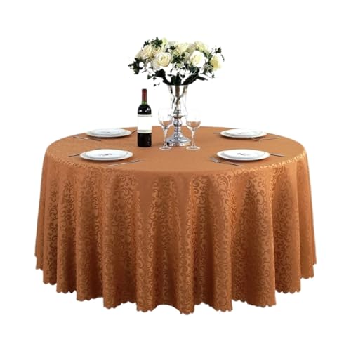 GIYXHU Runde Tischdecke Polyester-Jacquard-Tischdecke, Hotel-Hochzeitsbankett-Party-Dekoration, runde Tischdecken, Tischauflagen, Bedruckte Heimdekoration(Coffee,320cm) von GIYXHU