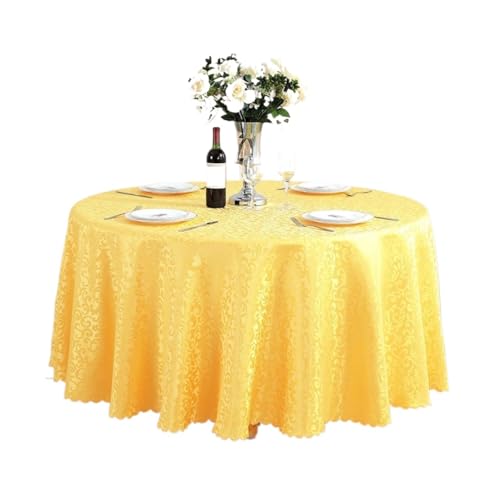 GIYXHU Runde Tischdecke Polyester-Jacquard-Tischdecke, Hotel-Hochzeitsbankett-Party-Dekoration, runde Tischdecken, Tischauflagen, Bedruckte Heimdekoration(Gold,320cm) von GIYXHU