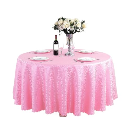 GIYXHU Runde Tischdecke Polyester-Jacquard-Tischdecke, Hotel-Hochzeitsbankett-Party-Dekoration, runde Tischdecken, Tischauflagen, Bedruckte Heimdekoration(Pink,300cm) von GIYXHU