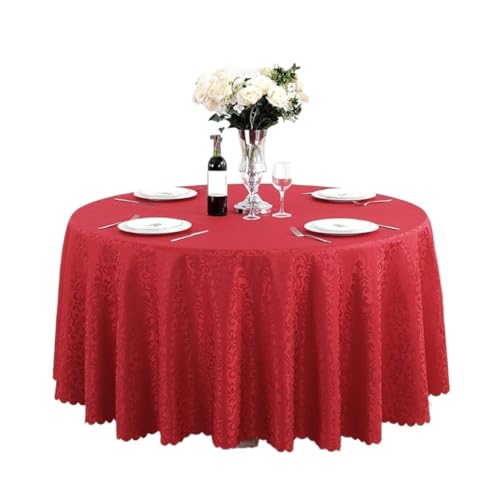 GIYXHU Runde Tischdecke Polyester-Jacquard-Tischdecke, Hotel-Hochzeitsbankett-Party-Dekoration, runde Tischdecken, Tischauflagen, Bedruckte Heimdekoration(Red,320cm) von GIYXHU