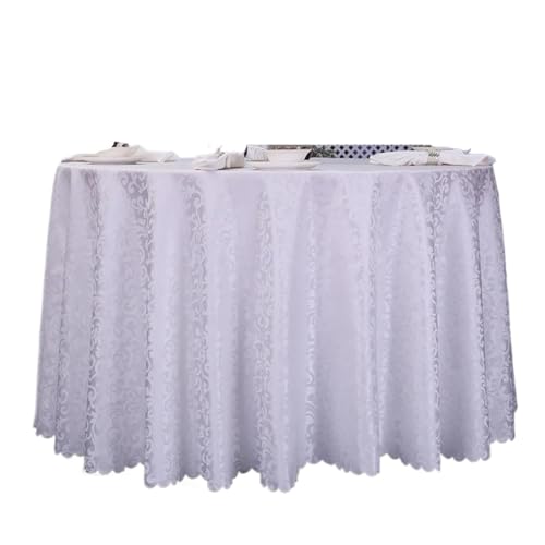 GIYXHU Runde Tischdecke Polyester-Jacquard-Tischdecke, Hotel-Hochzeitsbankett-Party-Dekoration, runde Tischdecken, Tischauflagen, Bedruckte Heimdekoration(White,320cm) von GIYXHU
