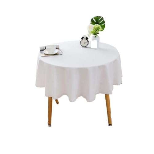 GIYXHU Runde Tischdecke Runde Tischdecke, große runde Tischdecke, Wasser- und ölbeständig, einfarbige Tischdecke aus Baumwolle und Leinen(White,280cm) von GIYXHU