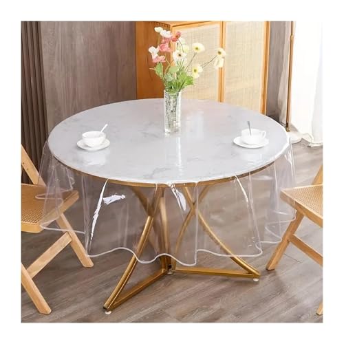 GIYXHU Runde Tischdecke Runde Tischdecke, transparente runde Kunststoff-Tischdecke, Schutzhülle, wasserdichte und ölbeständige Tischdecke(120cm-47.2inch) von GIYXHU