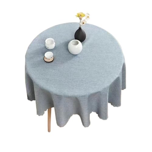 GIYXHU Runde Tischdecke Runde Tischdecke aus Baumwollleinen, einfarbig, Durchmesser 90–180 cm, for Zuhause(Blue,90cm) von GIYXHU