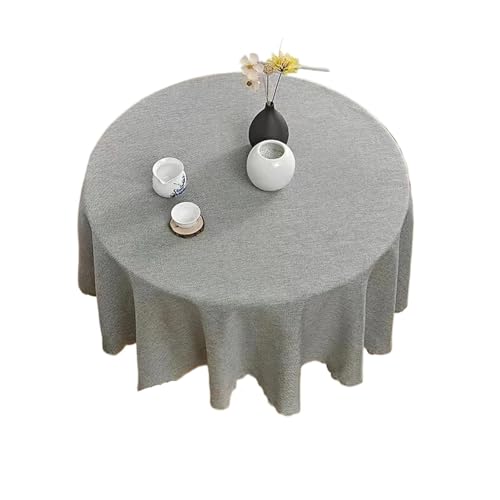 GIYXHU Runde Tischdecke Runde Tischdecke aus Baumwollleinen, einfarbig, Durchmesser 90–180 cm, for Zuhause(Grey,100cm) von GIYXHU