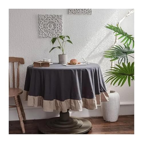 GIYXHU Runde Tischdecke Runde Tischdecken im Retro-Stil, waschbare Stoff-Tischdecken for Restaurant, Küche, Hochzeit, Party-Dekoration(Grey,Diameter 100cm) von GIYXHU
