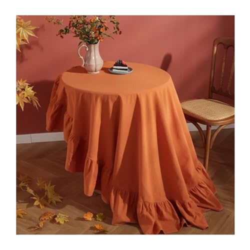 GIYXHU Runde Tischdecke Runde Tischdecken im Retro-Stil, waschbare Stoff-Tischdecken for Restaurant, Küche, Hochzeit, Party-Dekoration(Orange,Diameter 100cm) von GIYXHU