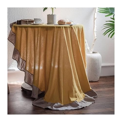GIYXHU Runde Tischdecke Runde Tischdecken im Retro-Stil, waschbare Stoff-Tischdecken for Restaurant, Küche, Hochzeit, Party-Dekoration(Yellow,Diameter 100cm) von GIYXHU