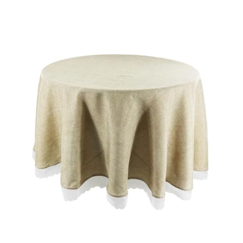GIYXHU Runde Tischdecke Tischdecke Runde Spitze Elegante Tischdecken Esstisch Abdeckung Tuch Home Hotel Textil for Hochzeit Event Hotel Dekor(Khaki,60cm Diameter) von GIYXHU
