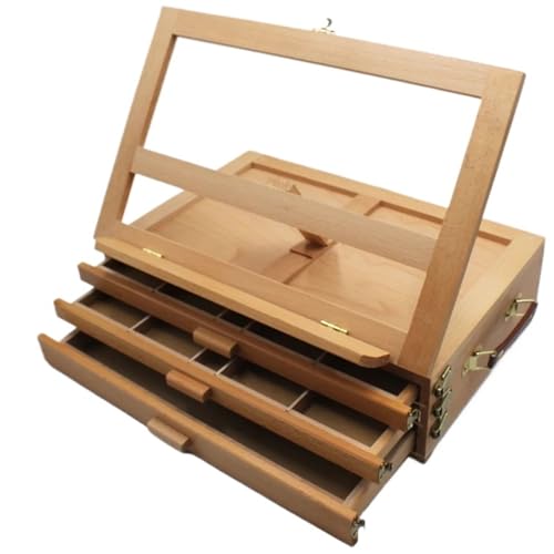 Verstellbare Holz-Skizzenbox mit 3 Schubladen, tragbarer Künstler-Schreibtischkoffer herunterklappbarer Leinwand-Staffelei Verstellbare Holz-Skizzenbox mit 3 Schubladen, tragbarer Künstler-Schreibtischkoffer herunterklappbarer Leinwand-Staffelei von GIYXHU