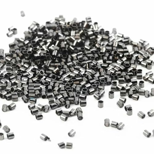 1,5/2,0 mm, ca. 500 Stück, Quetschperlen für Rohre, Stopper, Abstandsperlen für die Schmuckherstellung, Zubehör – Gun Black – 2 mm von GJUYTD