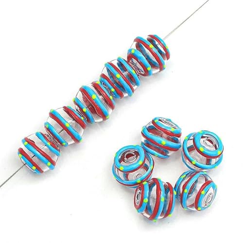 1 Stück 14/16 mm handgefertigte hohle Lampwork-Glasperlen, runder Kugelanhänger für DIY-Windglocken, Schmuckherstellung, Armband, Ohrringzubehör-14,0 mm_l von GJUYTD
