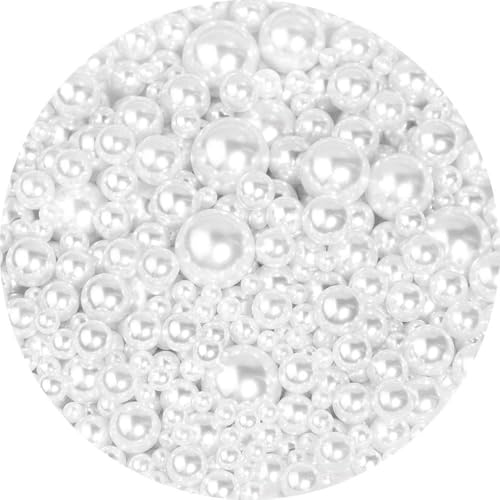 10–1000 Stück weiße ABS-Imitationsperlen ohne Loch, lose Perlen in verschiedenen Größen für Schmuck, DIY-Armband, Halskettenzubehör, Weiß, 4,0 mm (500 Stück) von GJUYTD