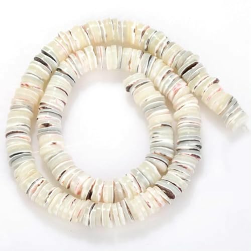 10–11 mm natürliche bunte Muschel-Rondelle aus Perlmutt, lose Abstandsperlen für die Schmuckherstellung, DIY-Armband, Halskette, handgefertigt, Beige, 10–11 mm, ca. 200 Stück von GJUYTD