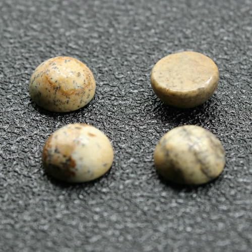 10 Stück/Los Naturstein-Cabochon-Perlen mit flacher Rückseite, 4 6 8 10 12 14 mm, für DIY-Ringe, Ohrringe, Halsketten, Schmuckherstellung, Bilderstein, 10 mm von GJUYTD
