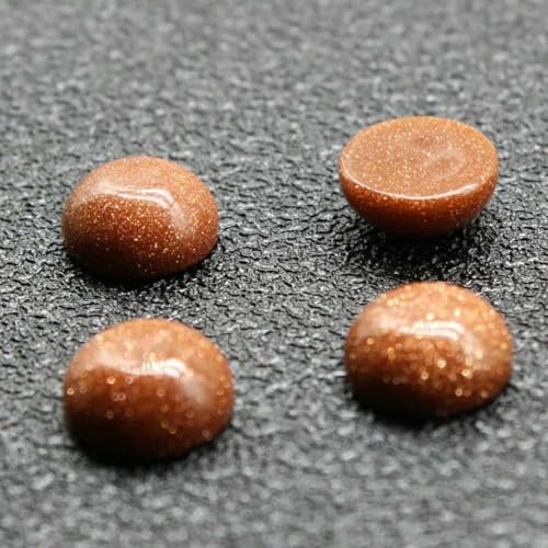 10 Stück/Los Naturstein-Cabochon-Perlen mit flacher Rückseite, 4 6 8 10 12 14 mm, für DIY-Ringe, Ohrringe, Halsketten, Schmuckherstellung, Goldsand, 10 mm von GJUYTD