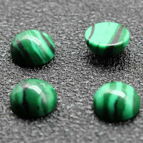 10 Stück/Los Naturstein-Cabochon-Perlen mit flacher Rückseite, 4 6 8 10 12 14 mm, für DIY-Ringe, Ohrringe, Halsketten, Schmuckherstellung, Malachit, 12 mm von GJUYTD