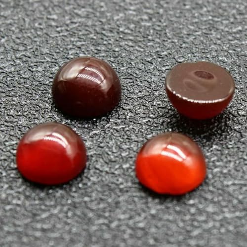 10 Stück/Los Naturstein-Cabochon-Perlen mit flacher Rückseite, 4 6 8 10 12 14 mm, für DIY-Ringe, Ohrringe, Halsketten, Schmuckherstellung, Roter Achat, 10 mm von GJUYTD