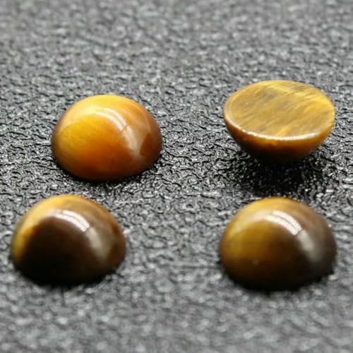 10 Stück/Los Naturstein-Cabochon-Perlen mit flacher Rückseite, 4 6 8 10 12 14 mm, für DIY-Ringe, Ohrringe, Halsketten, Schmuckherstellung, Tigerauge, 12 mm von GJUYTD