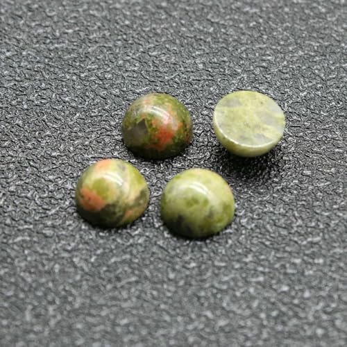 10 Stück/Los Naturstein-Cabochon-Perlen mit flacher Rückseite, 4 6 8 10 12 14 mm, für DIY-Ringe, Ohrringe, Halsketten, Schmuckherstellung, Unakit, 4,0 mm von GJUYTD