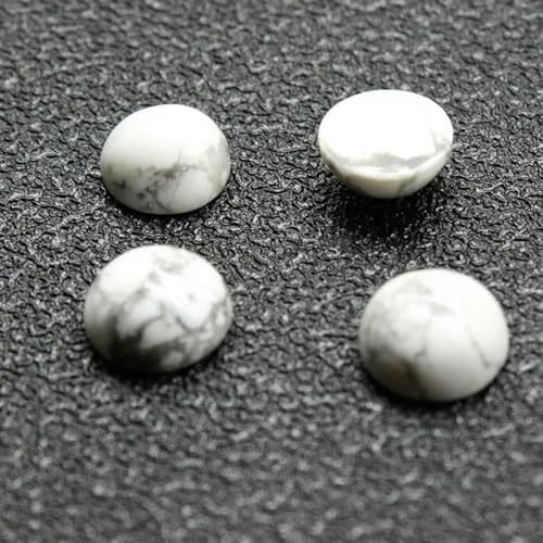 10 Stück/Los Naturstein-Cabochon-Perlen mit flacher Rückseite, 4 6 8 10 12 14 mm, für DIY-Ringe, Ohrringe, Halsketten, Schmuckherstellung, Weiß, Türkis, 8 mm von GJUYTD