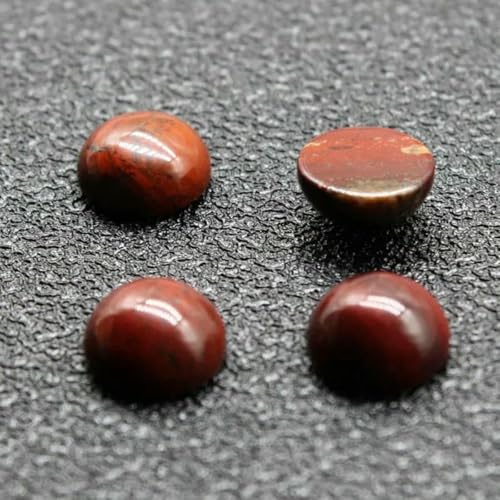 10 Stück/Los Naturstein-Cabochon-Perlen mit flacher Rückseite, 4 6 8 10 12 14 mm, für DIY-Ringe, Ohrringe, Halsketten, Schmuckherstellung, dunkelroter Stein, 14,0 mm von GJUYTD