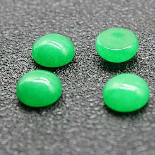 10 Stück/Los Naturstein-Cabochon-Perlen mit flacher Rückseite, 4 6 8 10 12 14 mm, für DIY-Ringe, Ohrringe, Halsketten, Schmuckherstellung, grüner Chalcedon, 6 mm von GJUYTD