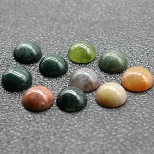 10 Stück/Los Naturstein-Cabochon-Perlen mit flacher Rückseite, 4 6 8 10 12 14 mm, für DIY-Ringe, Ohrringe, Halsketten, Schmuckherstellung, indischer Achat, 4,0 mm von GJUYTD