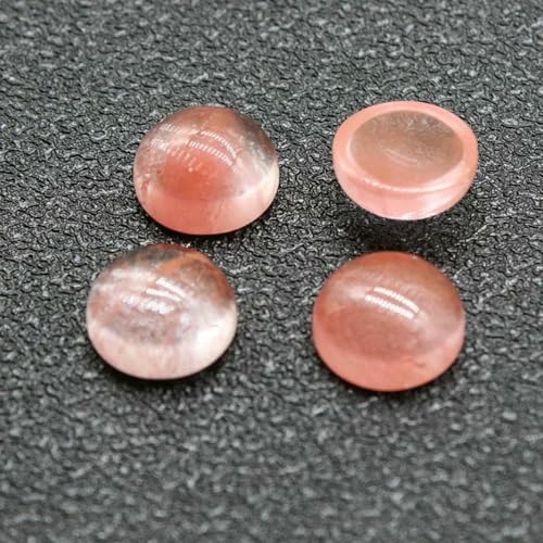 10 Stück/Los Naturstein-Cabochon-Perlen mit flacher Rückseite, 4 6 8 10 12 14 mm, für DIY-Ringe, Ohrringe, Halsketten, Schmuckherstellung, rosa Kristallstein, 8 mm von GJUYTD