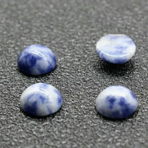 10 Stück/Los Naturstein-Cabochon-Perlen mit flacher Rückseite, 4 6 8 10 12 14 mm, für DIY-Ringe, Ohrringe, Halsketten, Schmuckherstellung, weiß-blauer Stein, 8 mm von GJUYTD