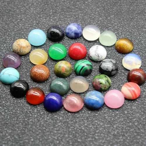 10 Stück/Los Naturstein Flache Rückseite Cabochon Perlen 4 6 8 10 12 14 mm für DIY Ring Ohrring Halskette Herstellung von Schmuck Finden- Mix-14,0 mm von GJUYTD