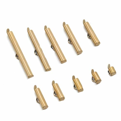 10 Stück Edelstahl-Crimp-Endkappen, Schiebeverschluss, Schnallen, Rohre, DIY-Armbandverbinder, Beschläge für die Schmuckherstellung, Zubehör, Gold, 35 mm x 10 Stück von GJUYTD