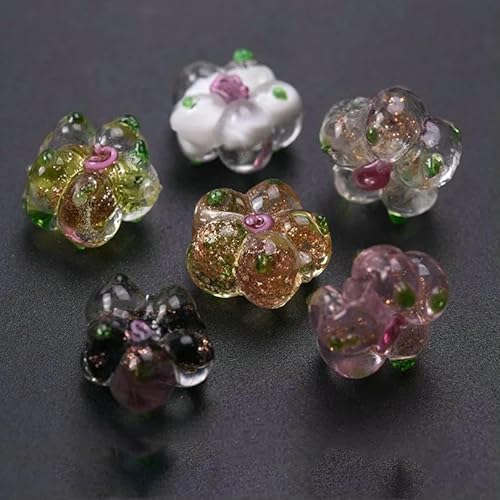 10 Stück Glas bunte blumenförmige Knospenperlen Charms DIY handgefertigte Abstandsperlen zur Schmuckherstellung DIY Armband Ohrring Zubehör-M481-12 Stück von GJUYTD