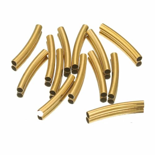 10 Stück gebogene Rohre aus Edelstahl, Schmuckherstellung, vergoldet, gerade Perlen, Verbindungsstück für Armbänder, Halsketten, DIY-Schmuckzubehör, G, 15 Löcher, 2 mm von GJUYTD