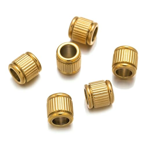 10 Stück goldene Edelstahl-Abstandsperlen mit großem Loch, Säulenröhre, loser Anhänger für DIY-Schmuck, Armband, Halskette, Zubehörherstellung, Gold B, 10 x 10 x 5,1 mm 10 Stück goldene Edelstahl-Abstandsperlen mit großem Loch, Säulenröhre, loser Anhänger für DIY-Schmuck, Armband, Halskette, Zubehörherstellung, Gold B, 10 x 10 x 5,1 mm von GJUYTD