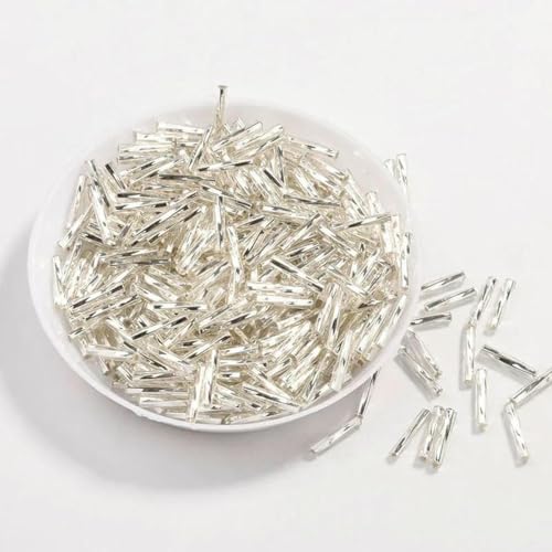 10 g/Packung Silber/Gold Röhrenperle 2 x 9 mm Twist Bugles Glasperlen DIY Armband Halsband Halskette Schmuckherstellung Zubehör-Silber-2 x 9 mm 150 Stück 10 g/Packung Silber/Gold Röhrenperle 2 x 9 mm Twist Bugles Glasperlen DIY Armband Halsband Halskette Schmuckherstellung Zubehör-Silber-2 x 9 mm 150 Stück von GJUYTD