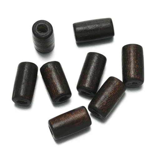 100 Stück/Los 6 x 12 mm Holzperlen in Rohrform, bunte Abstandsperlen für DIY-Armbänder, Halsketten, Ohrringe, Schmuckherstellung, Zubehör, Braun von GJUYTD