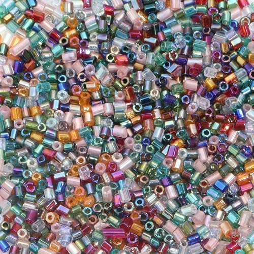1100–5000 Stück 2 mm AB-Farbperlen, röhrenförmige Glasperlensamen zur Schmuckherstellung, lose Abstandsperlen, DIY-Armband, Halskette – gemischte Farben – 2 mm, 5000 Stück – im Beutel von GJUYTD